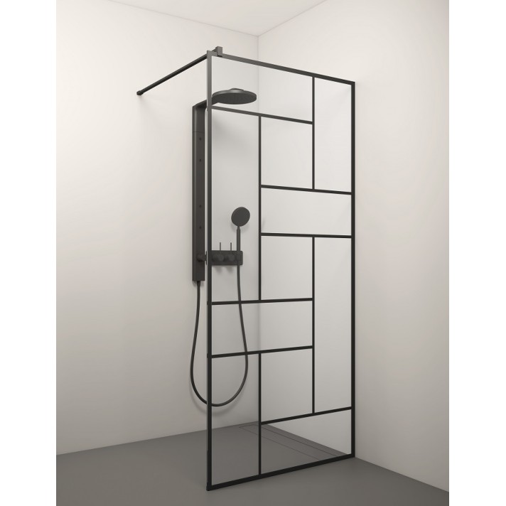 Dušas siena Stikla Serviss KAIRA BLACK Deep4 1000mm