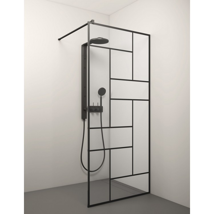 Dušas siena Stikla Serviss KAIRA BLACK Deep4 1200mm
