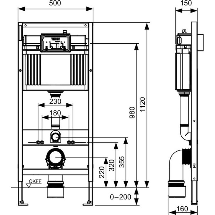 Tualetes modulis TECEbase ar TECEbase skalošanas ar hromētu plāksni, 9400400