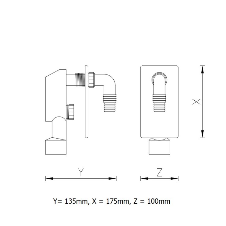 TIA Iebūvējams veļas mašīnas sifons, hroms E-693075