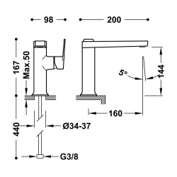 Izlietnes maisītājs PROJECT TRES, hroms 22144701