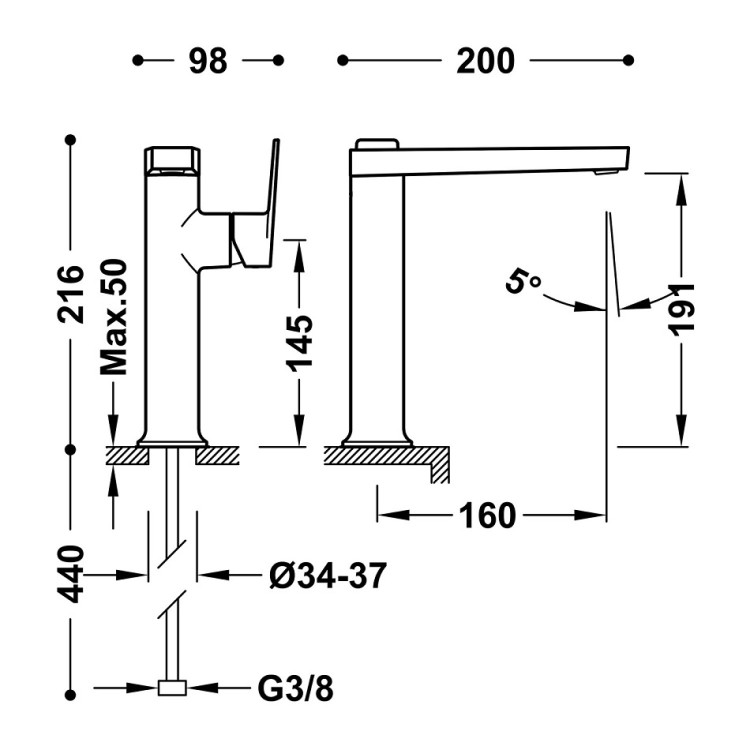 Izlietnes maisītājs PROJECT TRES, hroms 22164701
