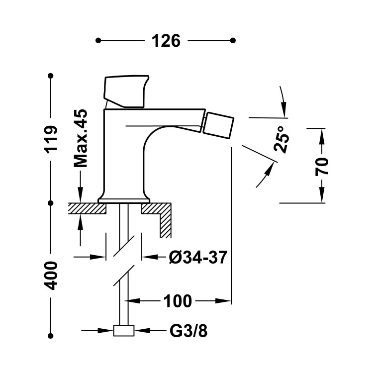 Bidē maisītājs PROJECT TRES, melns matēts 21112002KM