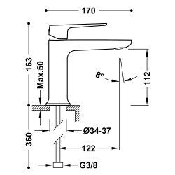 Izlietnes maisītājs LOFT TRES, hroms 22210301