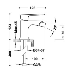 Bidē maisītājs LOFT TRES, hroms 22212001
