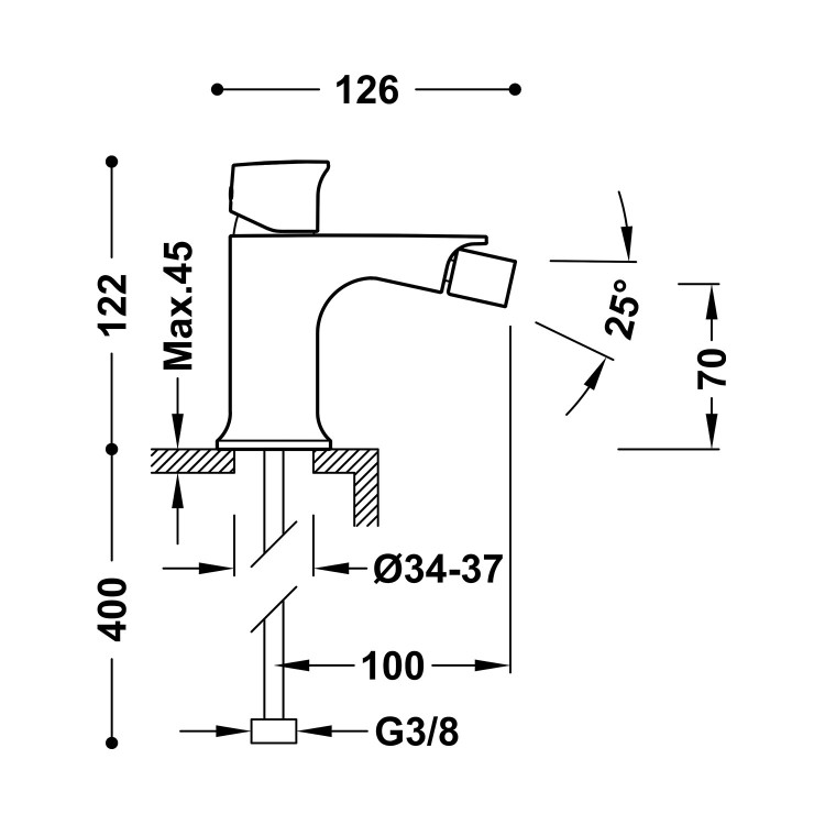 Bidē maisītājs LOFT TRES, melns matēts 22212002NM