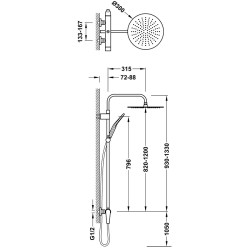 Dušas sistēma LOFT TRES, balta matēta 22219101BM
