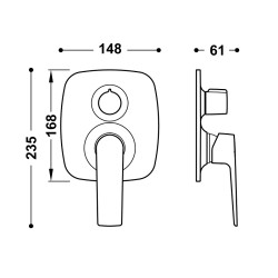 Vannas un dušas iebūvējamā 3-ceļu maisītāja dekoratīvā daļa LOFT TRES, 24K matēts zelts 22227301OM