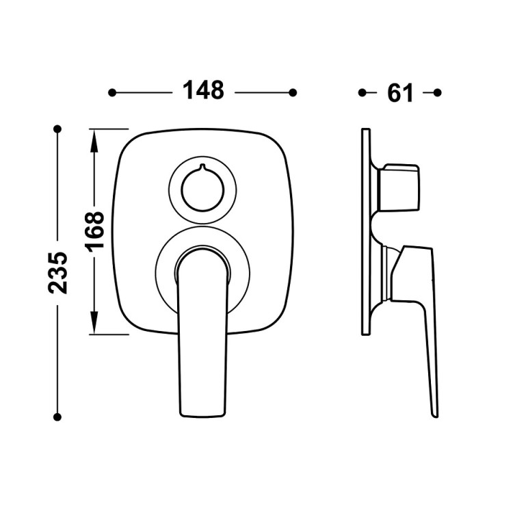Vannas un dušas iebūvējamā 2-ceļu maisītāja dekoratīvā daļa LOFT TRES, golden cava 22228101CA
