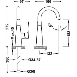Izlietnes maisītājs LOFT TRES, hroms 22244701