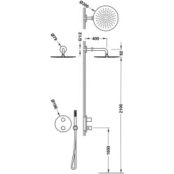 Termostata dušas sistēma iebūvējamā Therm-Box, 24K matēts zelts, 26235004OM