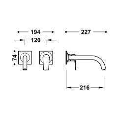 Iebūvējamā izlietnes maisītāja TRES PROJECT dekoratīvā daļa 21.6cm, hroms, 22130002