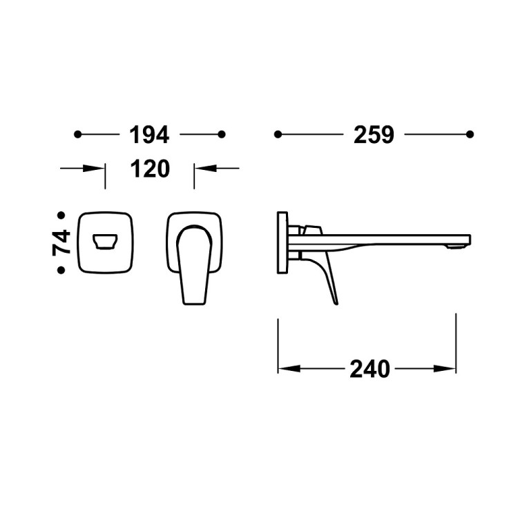Iebūvējamā izlietnes maisītāja TRES Canigo dekoratīvā daļa 24cm, hroms 21730024