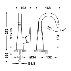 Izlietnes maisītājs CANIGO-TRES, hroms 21730802
