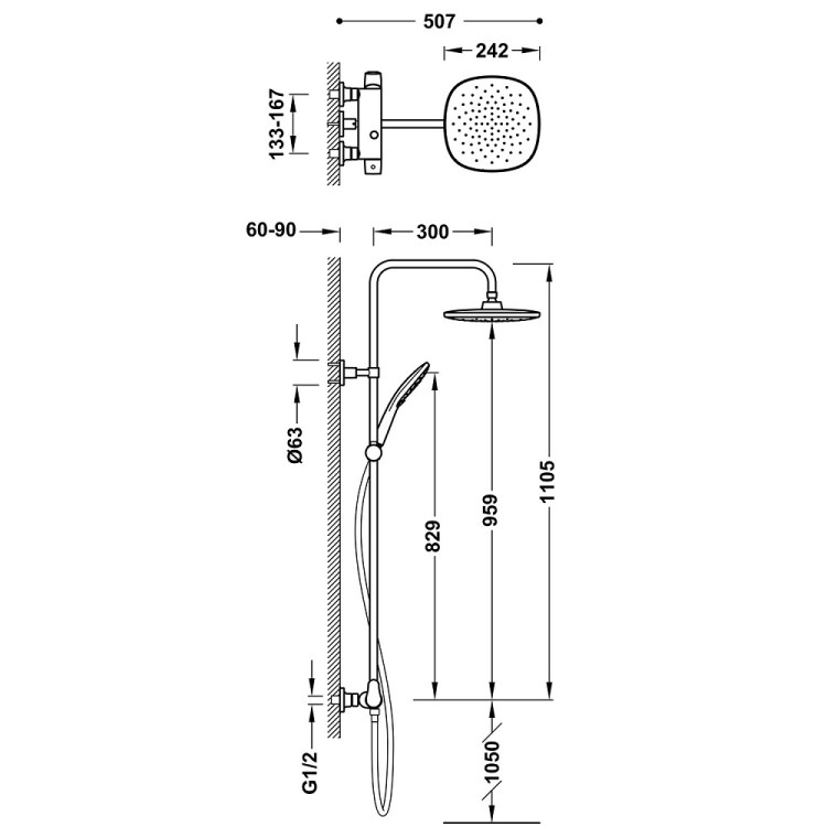 Dušas sistēma CANIGO-TRES, hroms 21819110