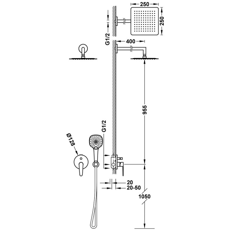 Vannas un dušas iebūvējamais maisītājs TRES CLASS, 20518006