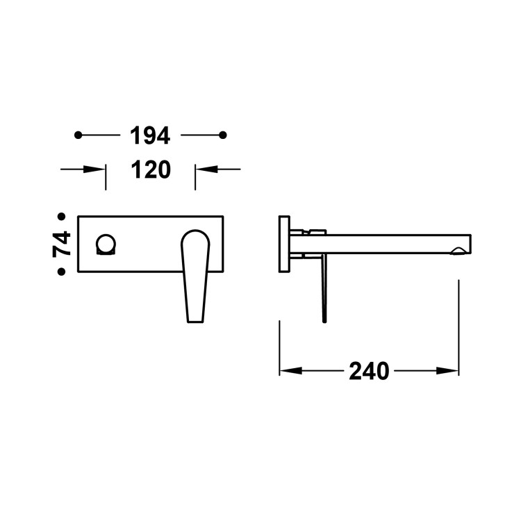 Iebūvējamā izlietnes maisītāja TRES CLASS dekoratīvā daļa, izteka 24cm, 20530032