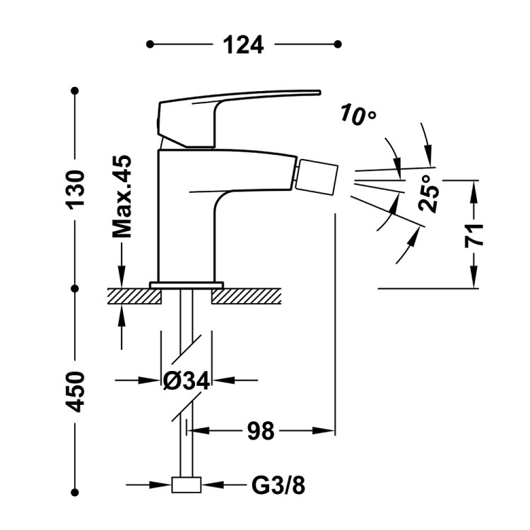 Bidē maisītājs FLAT-TRES, hroms 22012001