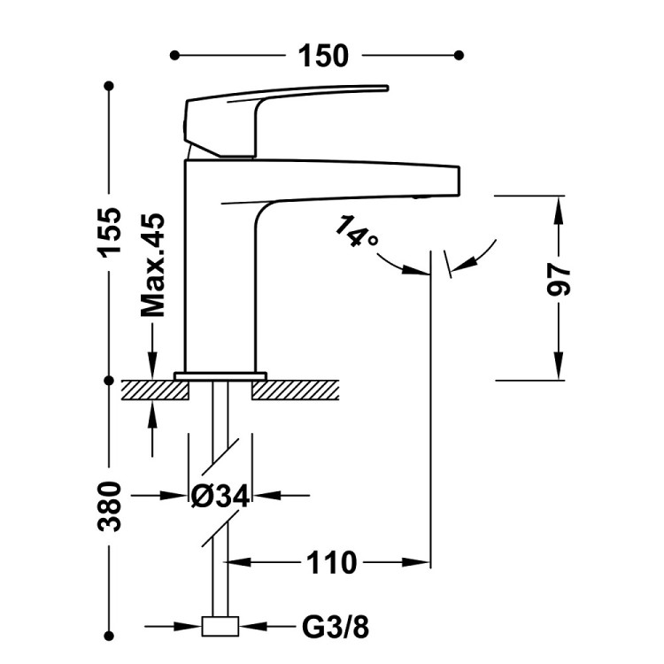 Izlietnes maisītājs FLAT-TRES, hroms 22010301