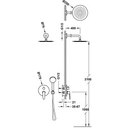 Dušas sistēma iebūvējamā FLAT-TRES Rapid-box 2-ceļu, 20428004