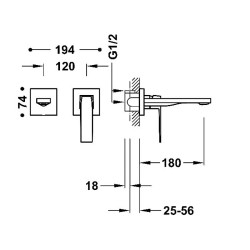 Izlietnes maisītājs no sienas TRES SLIM Exclusives, 20230001OR