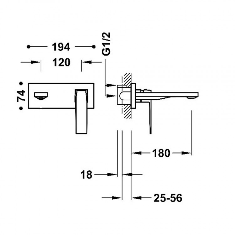 Izlietnes maisītājs no sienas TRES SLIM Exclusive, 20230011OR