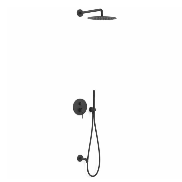 3-virzienu iebūvējamais vannas un dušas maisītājs TRES Study Rapid-Box, melns matēts