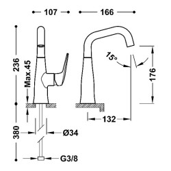 Izlietnes maisītājs TRES FUJI, volcanic 28144701VO