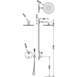 Termostata dušas sistēma iebūvējamā Therm-Box 2-virzienu, volcanic 28335002VO
