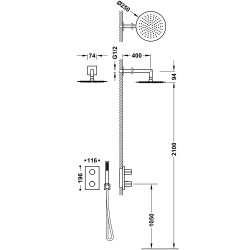 Termostata dušas sistēma iebūvējamā Tres LEX Therm-Box, hroms 06235004