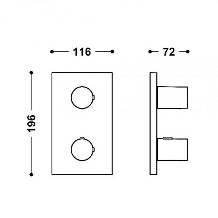 Vannas un dušas iebūvējamā termostata maisītāja dekoratīvā daļa TRES Therm-Box, 21625001