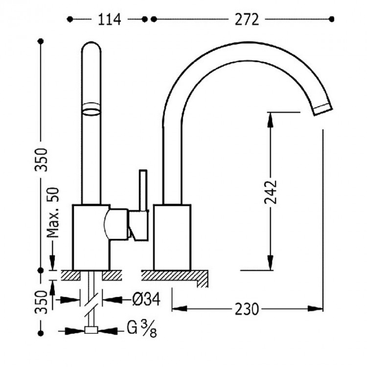 Virtuves izlietnes maisītājs MAX-TRES, hroms 162442