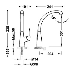 Virtuves izlietnes maisītājs BASE TRES PLUS, hroms 2164471