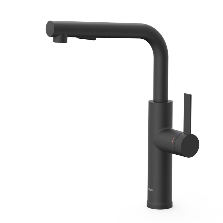 Virtuves izlietnes maisītājs ar izvelkamu izteku, melns matēts 23043803NM