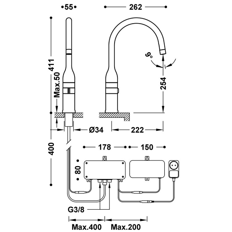 Virtuves izlietnes maisītājs elektroniskais TRES KITCHEN, 23044501