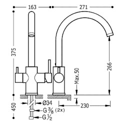Virtuves izlietnes maisītājs ar filtrēšanas sistēmu 240 TRES, 03045501