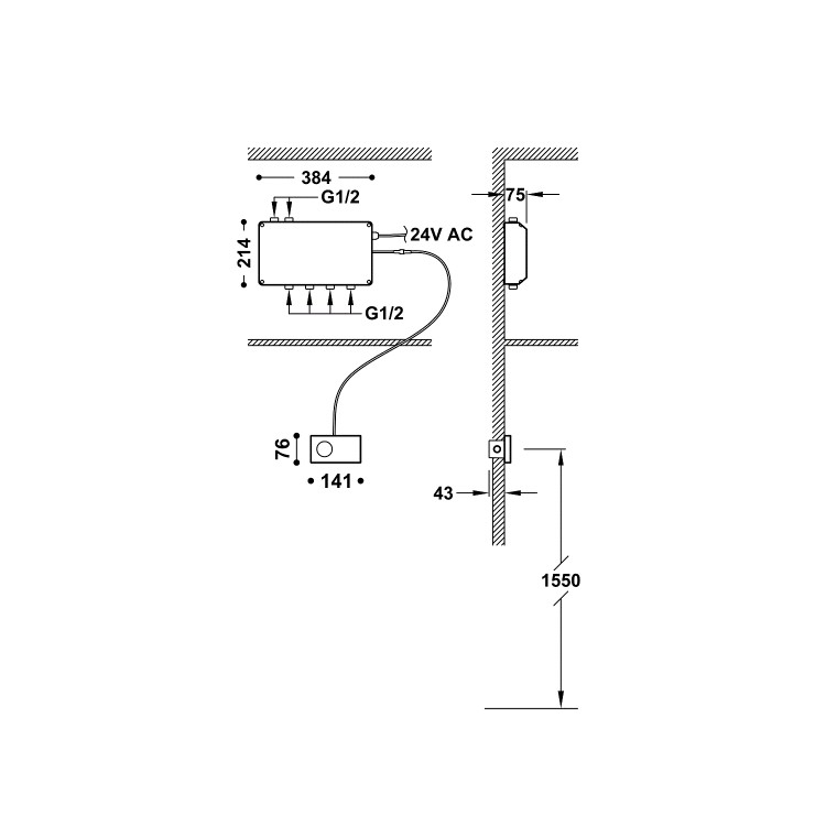 Elektroniskais termostats TRES Shower Technology 4-ceļu, 49288499 Elektroniskais termostats TRES Shower Technology 4-ceļu, 49288499