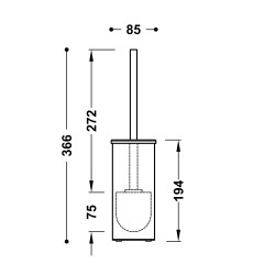 Tualetes birste ar turētāju TRES Square, uz virsmas liekama, 10733605GR