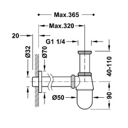 Izlietnes sifons glāze bez izplūdes TRES 1 1/4x32 03463430BM