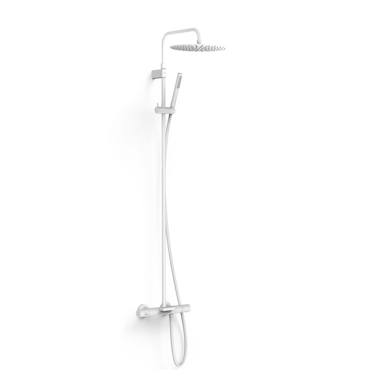 Termostata vannas/dušas sistēma TRES OVER-WALL ar kaskādi, stacionāro un rokas dušu, 19031222BM