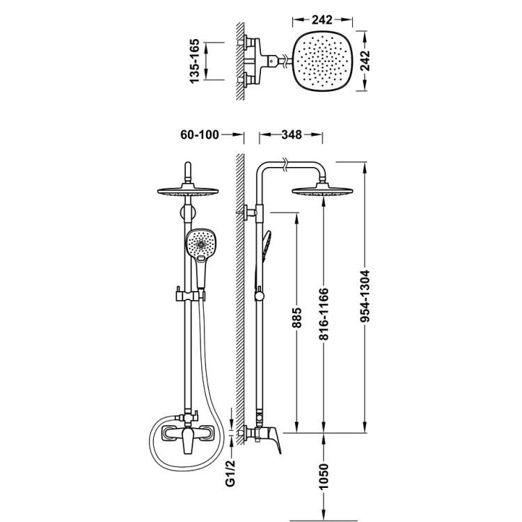 Dušas sistēma CANIGO-TRES, hroms 21731221