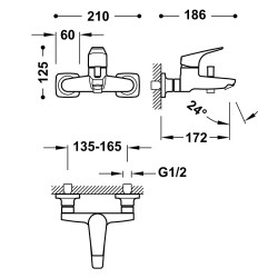 Vannas un dušas maisītājs ar dušu CANIGO-TRES, 21717001
