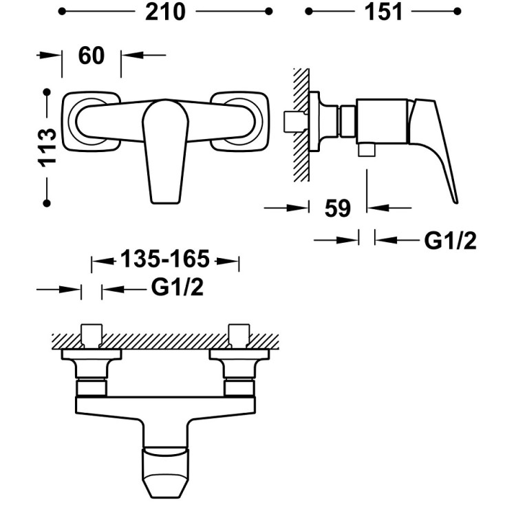 Dušas maisītājs CANIGO-TRES 1/2, 21726701