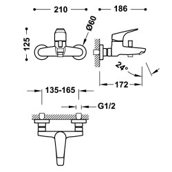 Vannas un dušas maisītājs CANIGO-TRES, hroms 21727001