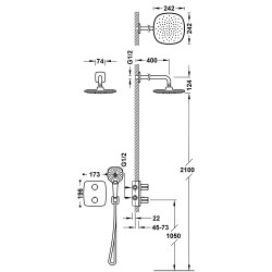Termostata dušas sistēma Canigo Tres Therm-Box, hroms 21725004