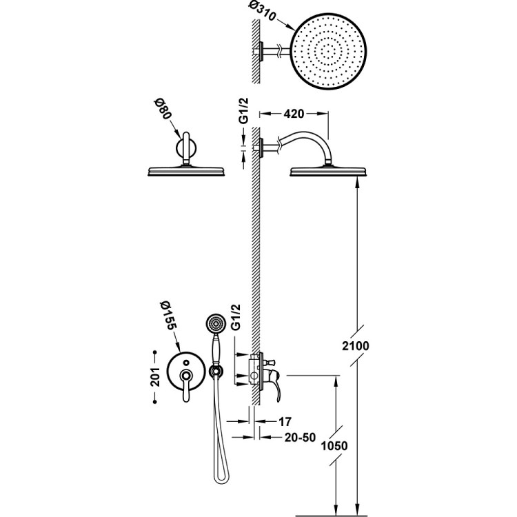 Vannas un dušas iebūvējamais maisītājs TRES CLASIC, hroms 24218003