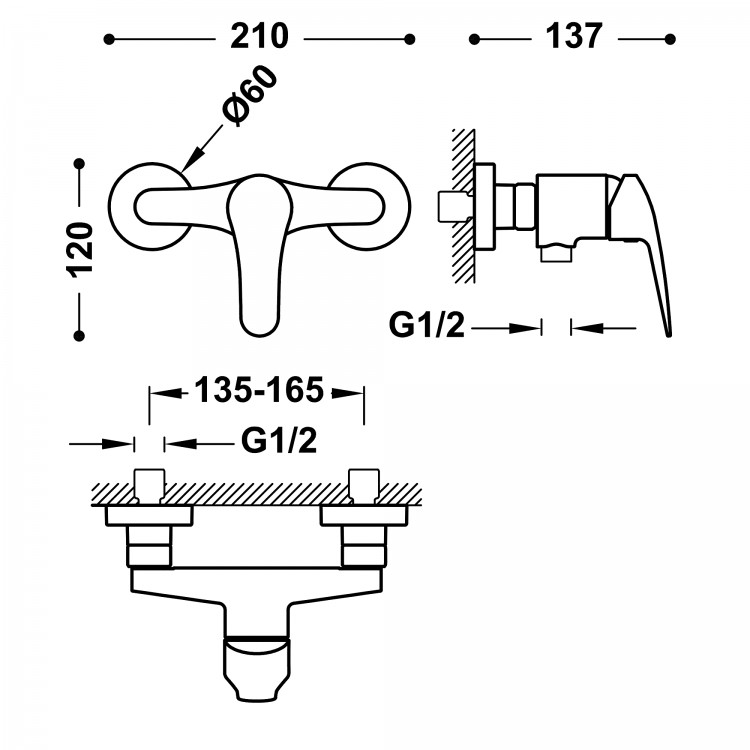 Dušas maisītājs BASE-TRES Plus 1/2, 21626710