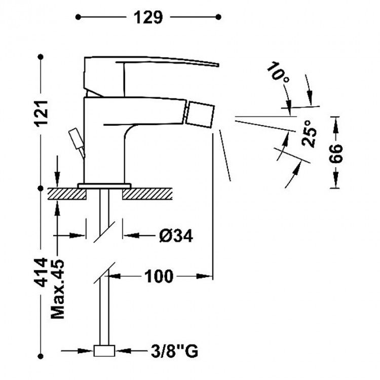 Bidē maisītājs FLAT-TRES ar noteces aizvaru, hroms 2041201D