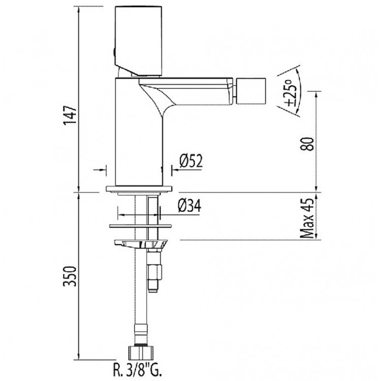 Bidē maisītājs MAX-TRES, hroms 06122001