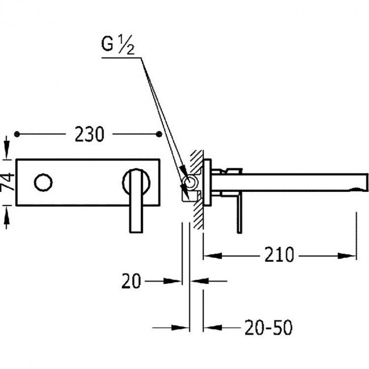 Izlietnes maisītājs no sienas LEX-TRES, hroms 08120021